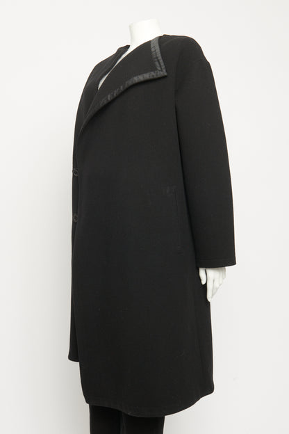 Black Wool Preowned Asymmetric Coat