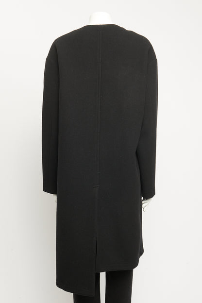 Black Wool Preowned Asymmetric Coat