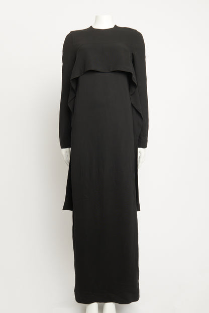 Black Viscose Preowned Sash Caddy Maxi Dress