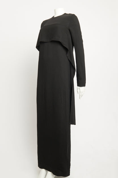 Black Viscose Preowned Sash Caddy Maxi Dress