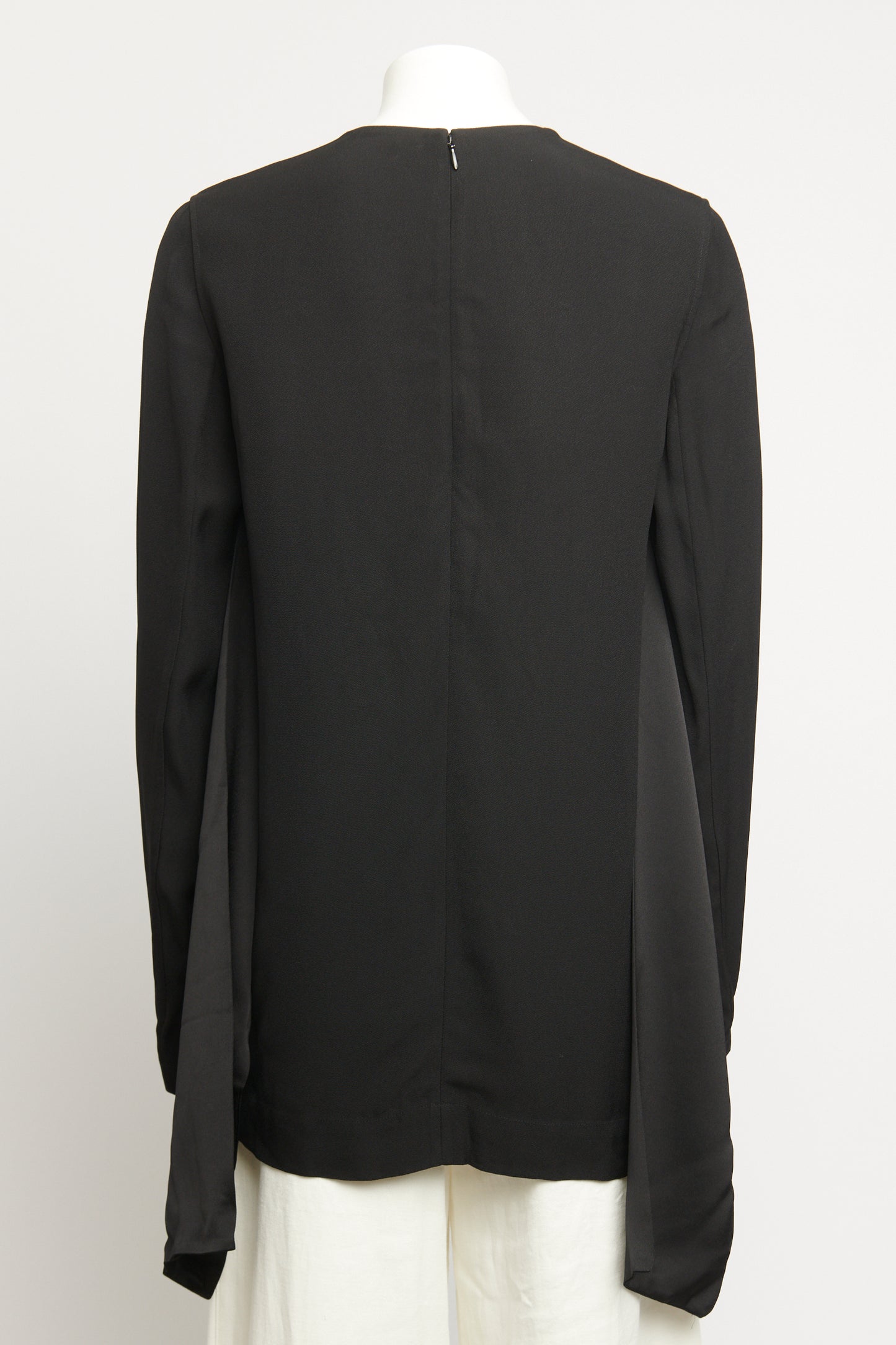 Black Crepe Preowned Sash Long Sleeved Top