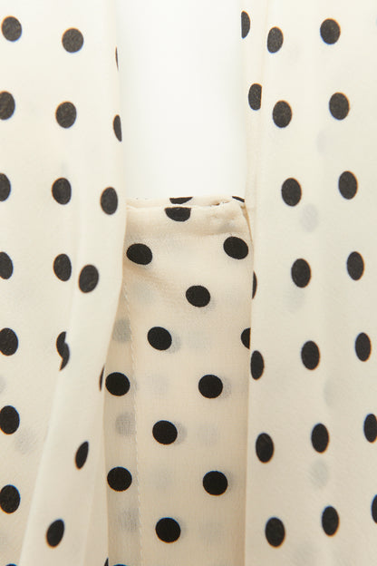 White Silk Preowned Polka Dot Blouse