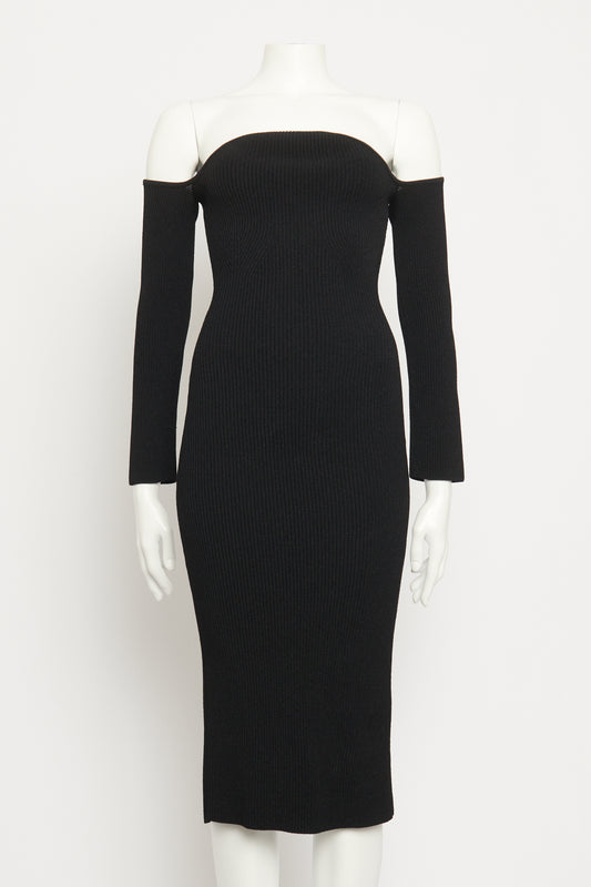 Black Stretch-Knit Preowned Midi Dress