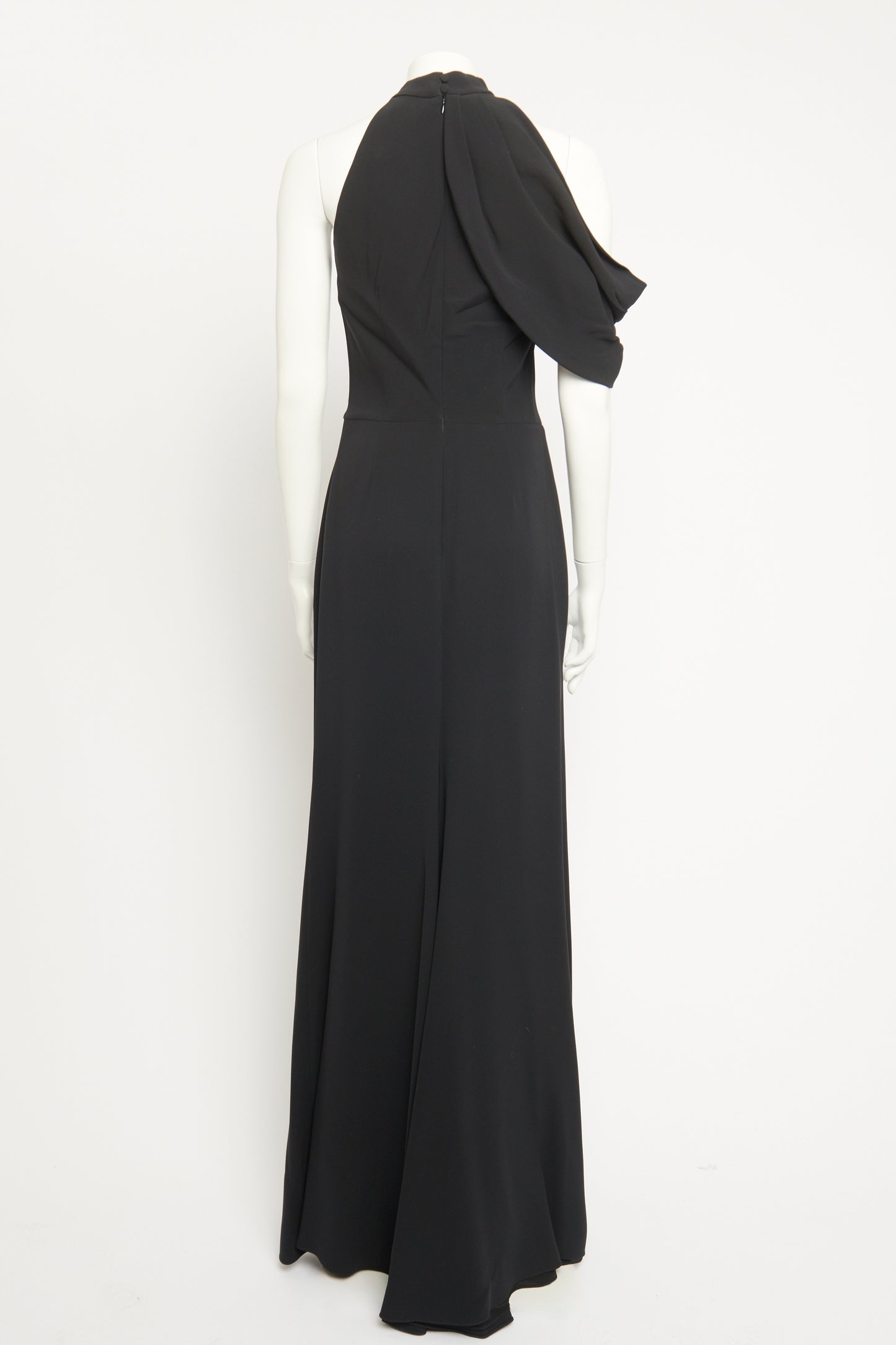 2017 Black Silk Preowned Draped Maxi Dress