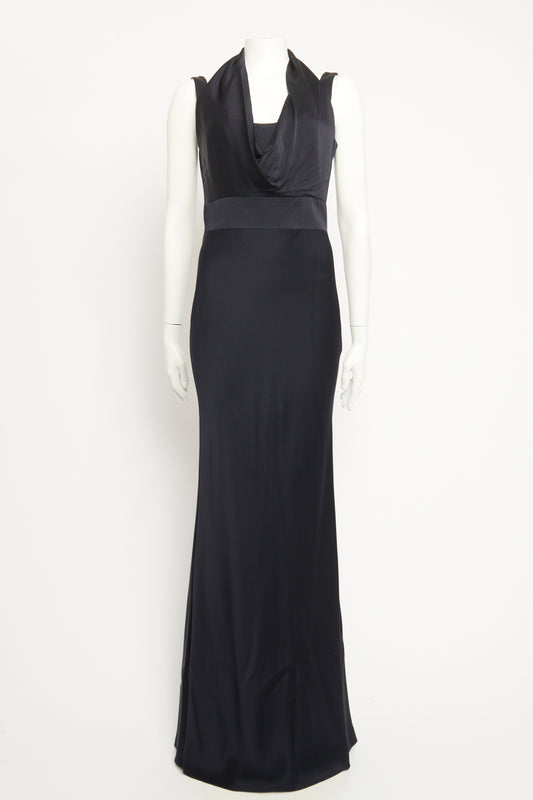 2015 Navy Rayon Blend Preowned Halterneck Gown