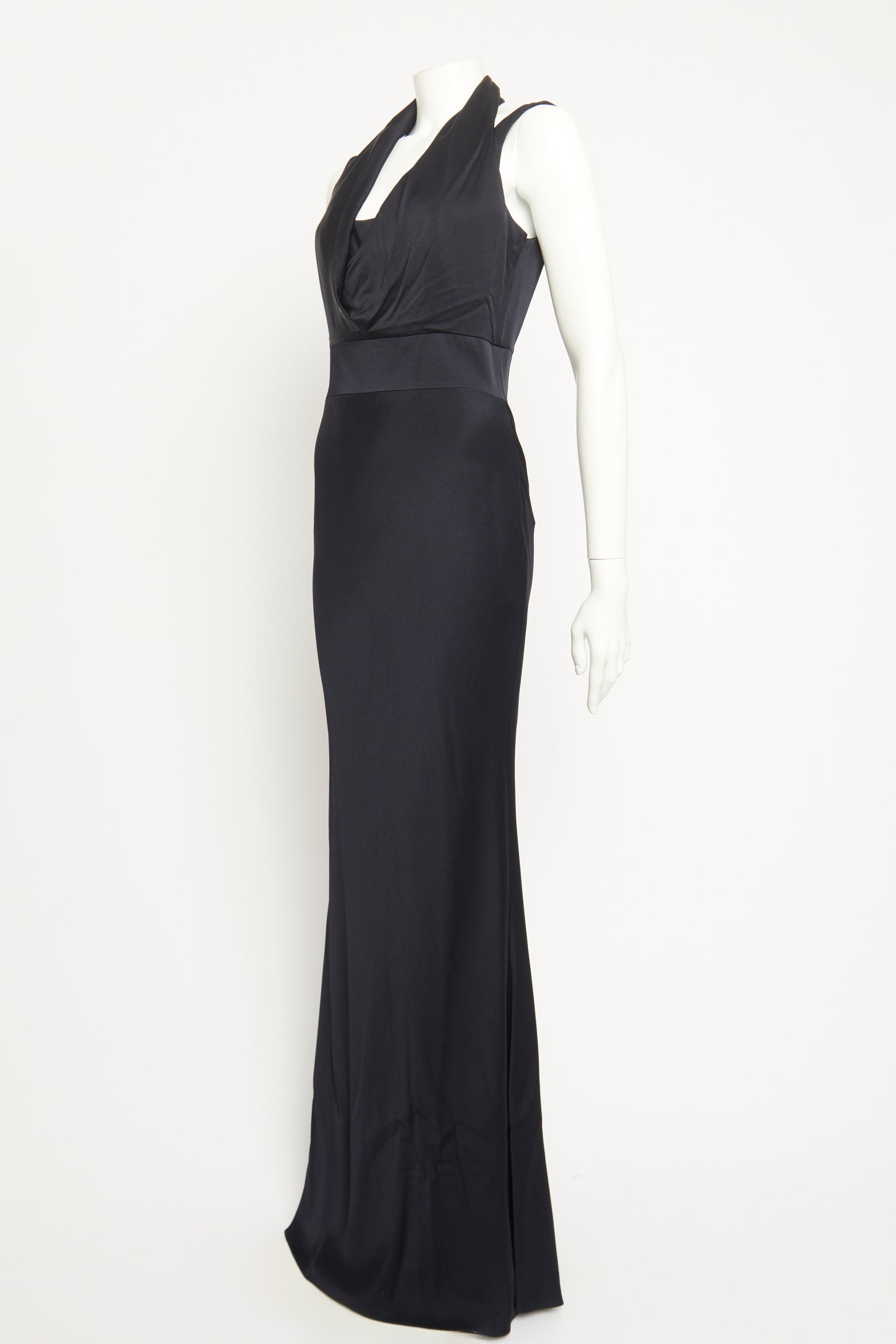 2015 Navy Rayon Blend Preowned Halterneck Gown