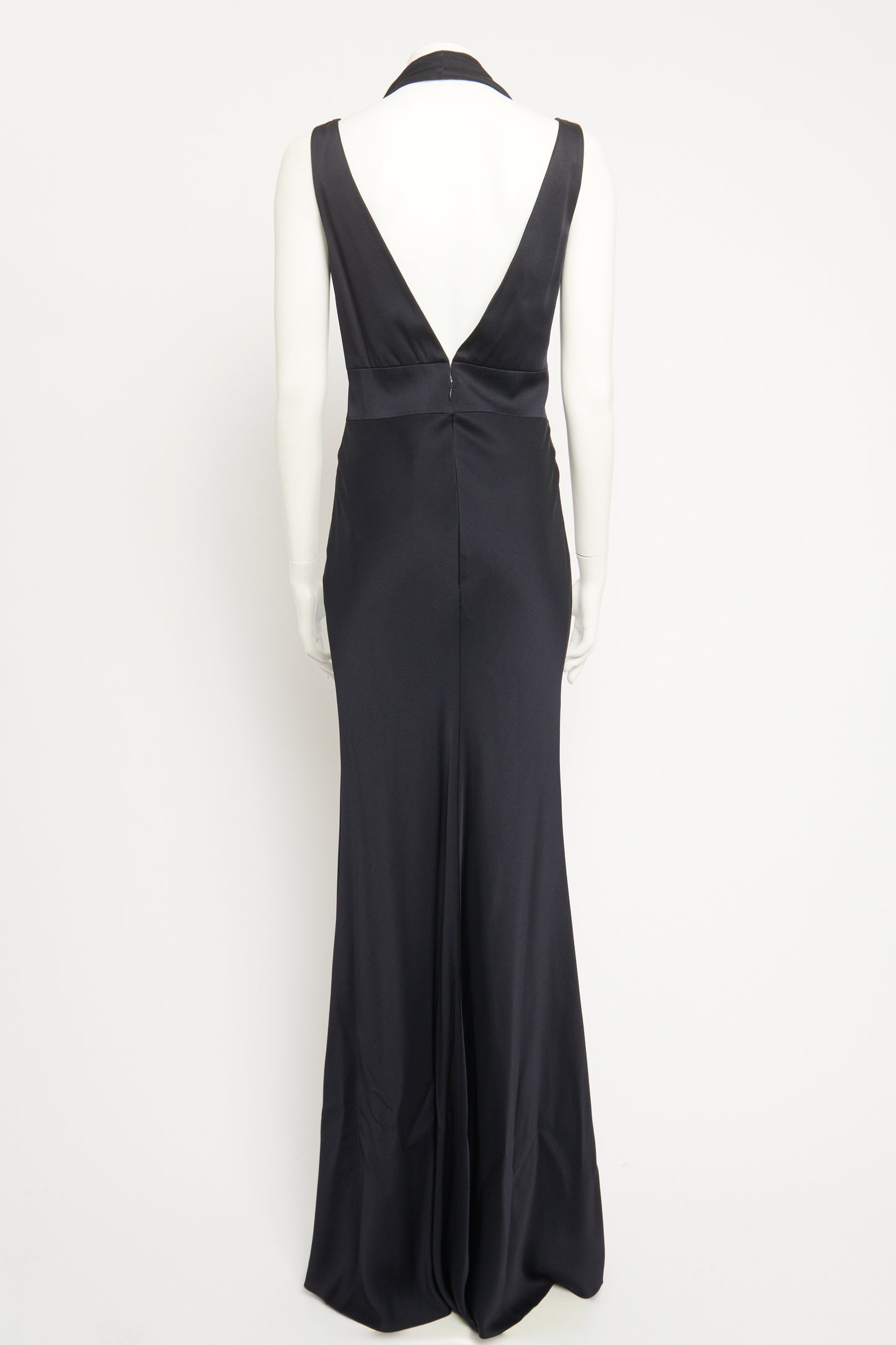 2015 Navy Rayon Blend Preowned Halterneck Gown