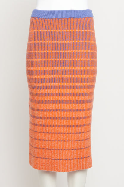 Orange Cashmere Blend Preowned Midi Skirt