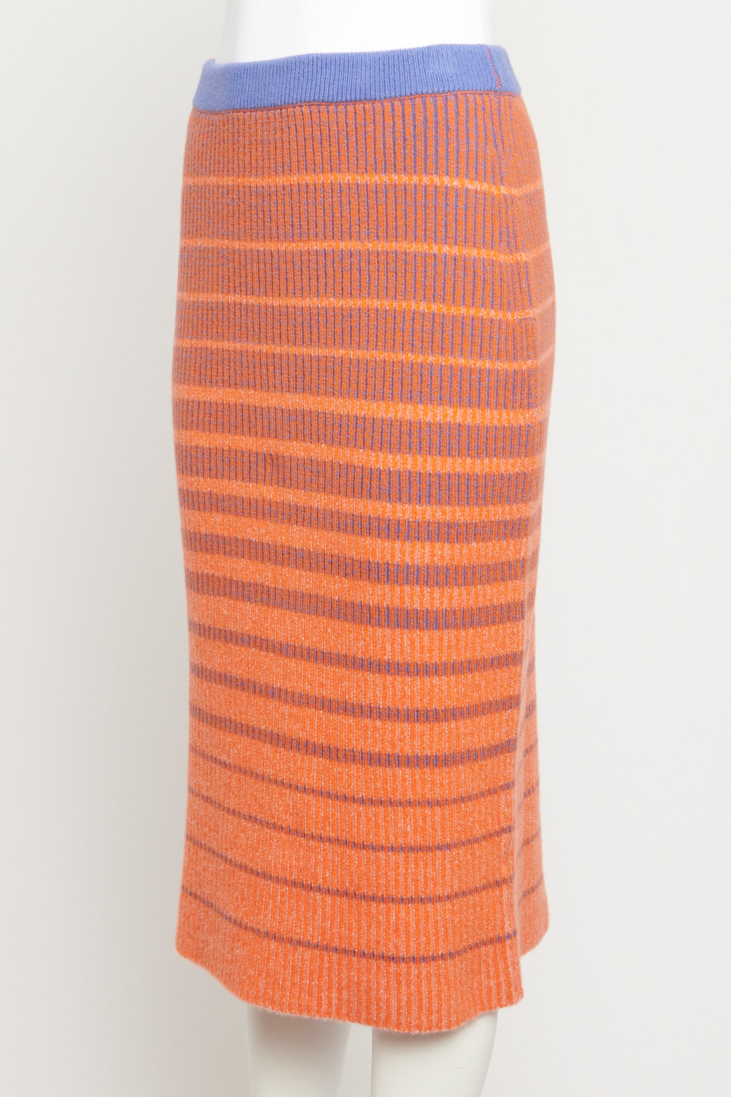 Orange Cashmere Blend Preowned Midi Skirt