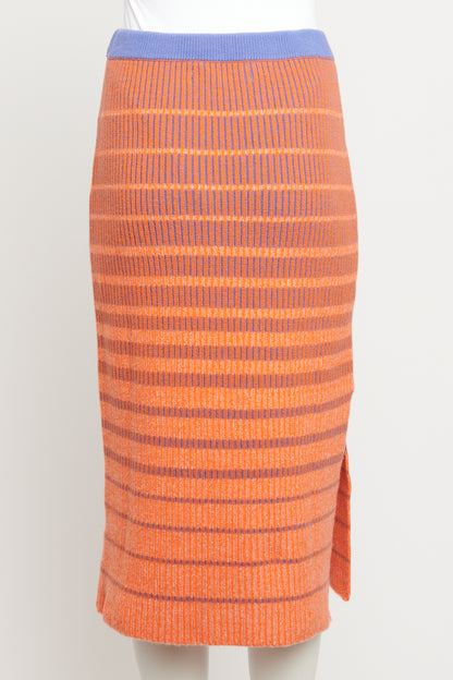 Orange Cashmere Blend Preowned Midi Skirt