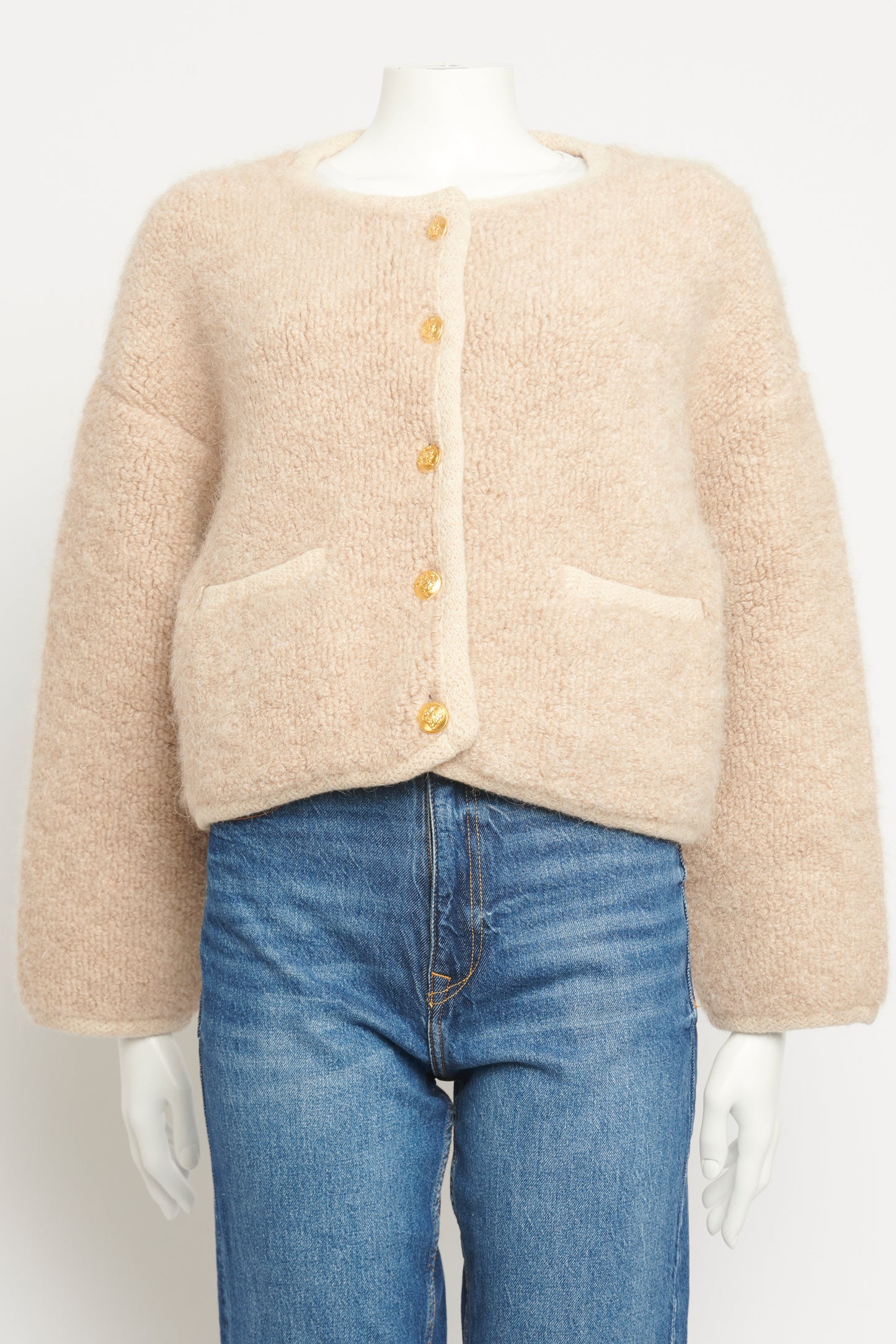 Beige Alpaca & Wool Blend Preowned Chasseur Cardigan