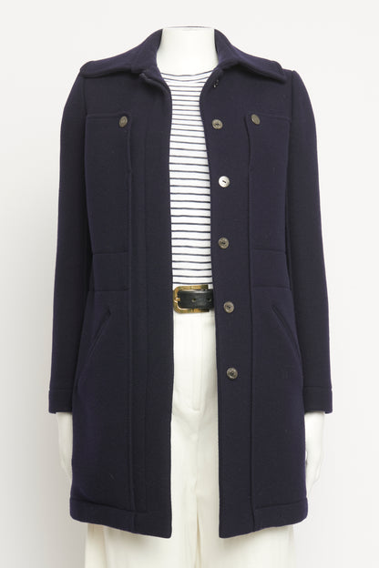 2011 Marine Navy Wool & Angora Blend Preowned Coat