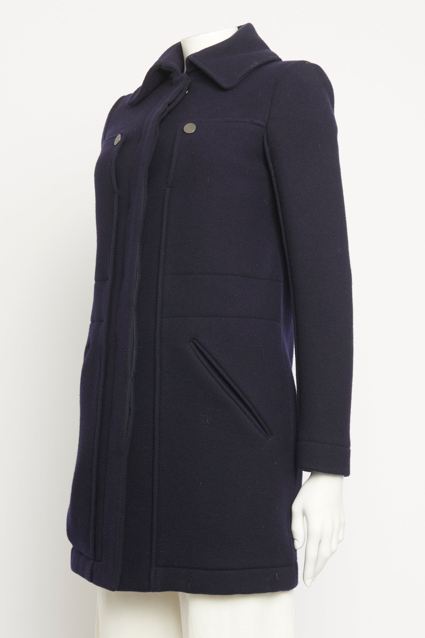 2011 Marine Navy Wool & Angora Blend Preowned Coat