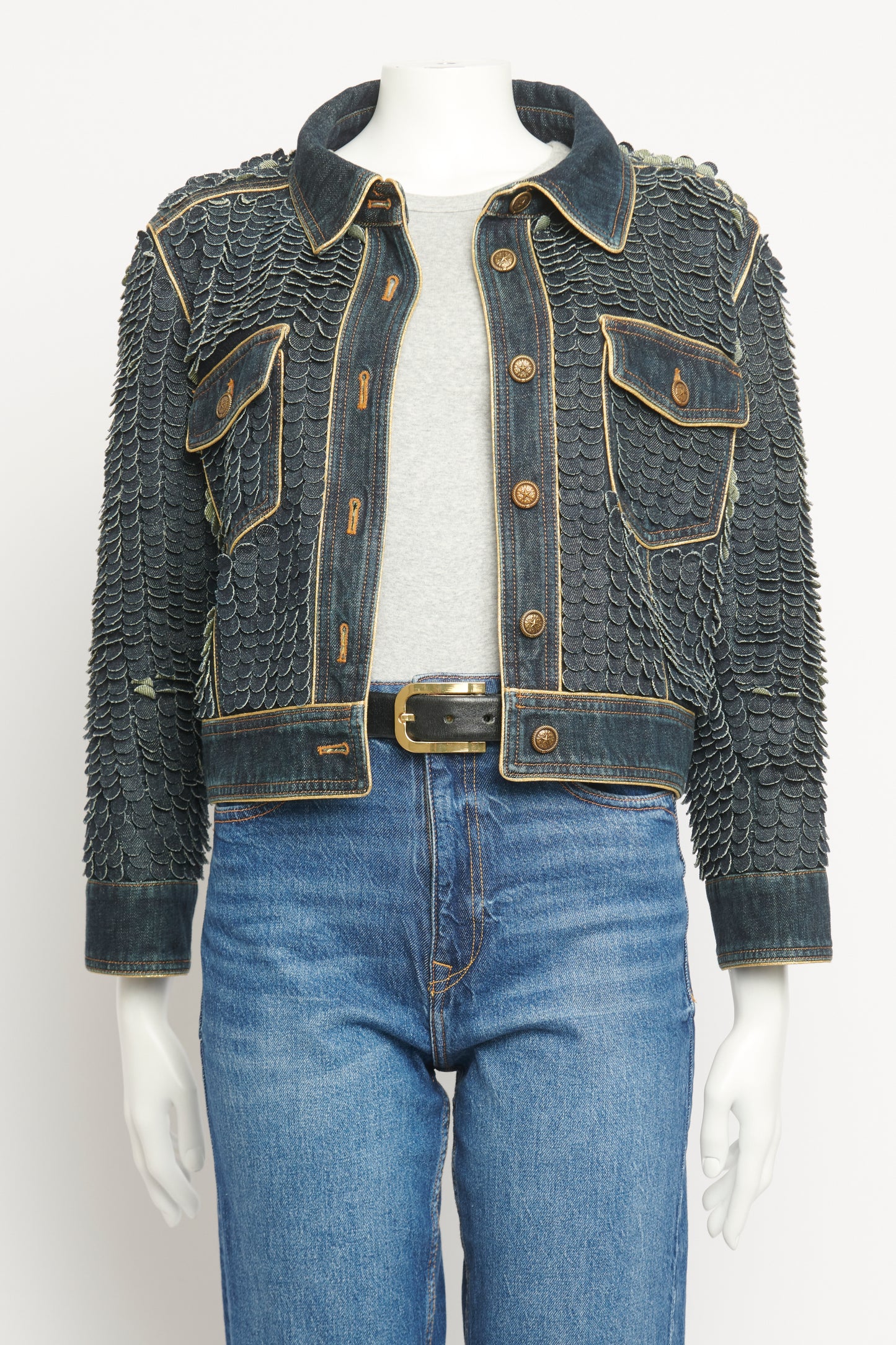 2014 Blue Denim Preowned Laser Cut Metiers d'Art Jacket