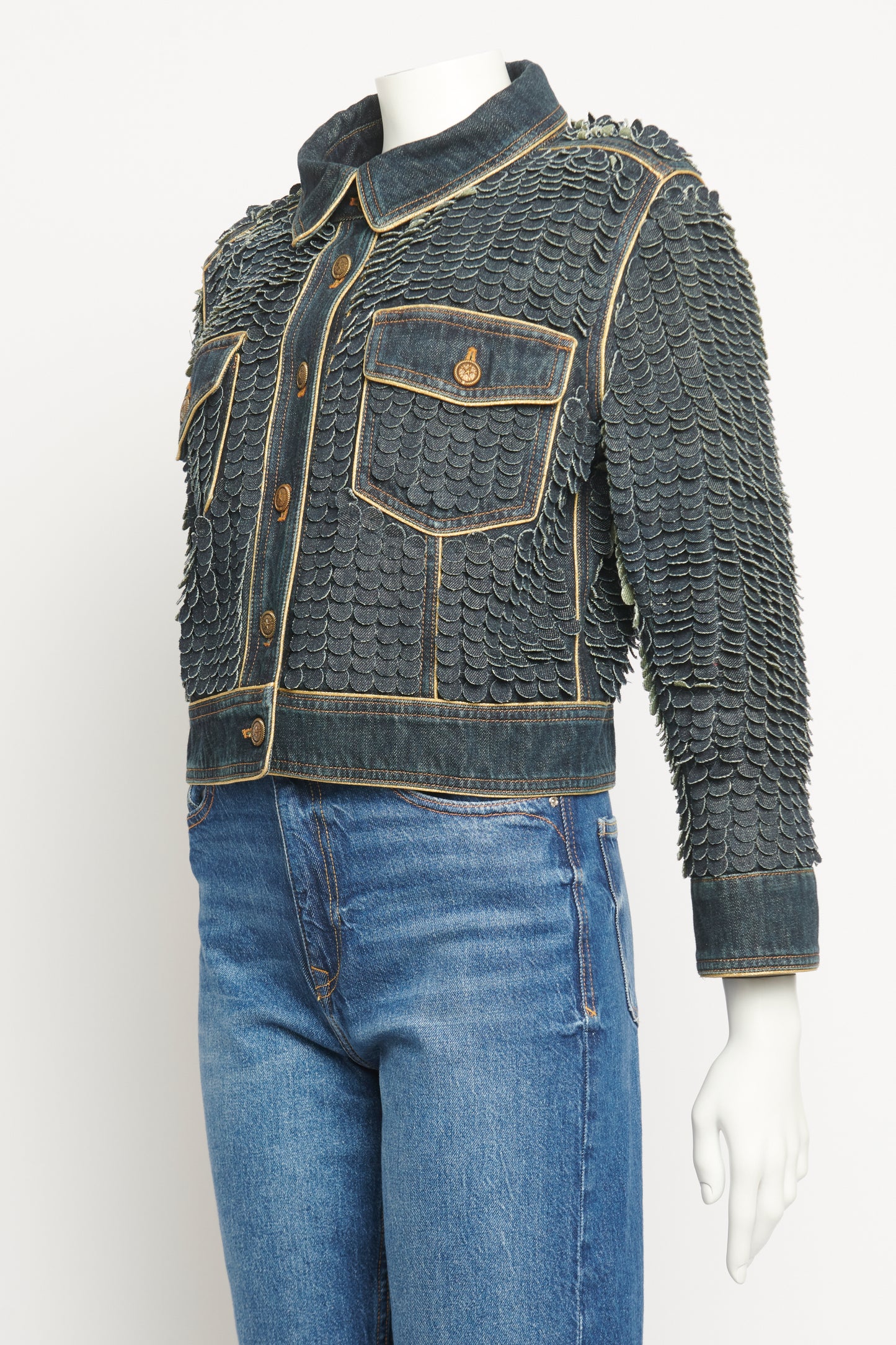 2014 Blue Denim Preowned Laser Cut Metiers d'Art Jacket