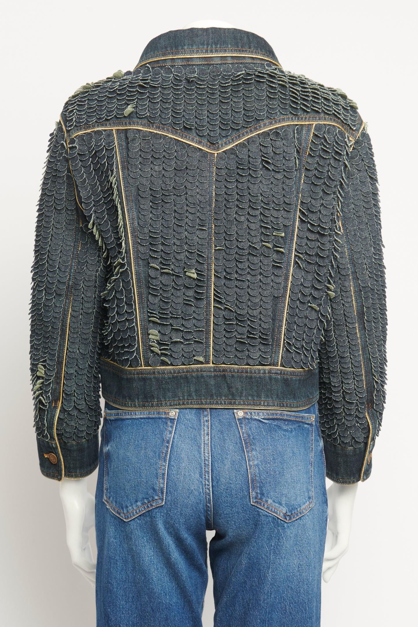 2014 Blue Denim Preowned Laser Cut Metiers d'Art Jacket