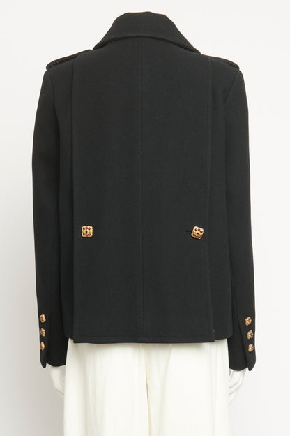 2011 Black Wool Preowned Métier d'Arts Byzantine Double Breasted Coat