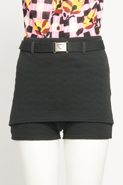 2022 Black Jacquard Blend Preowned High Waisted Shorts