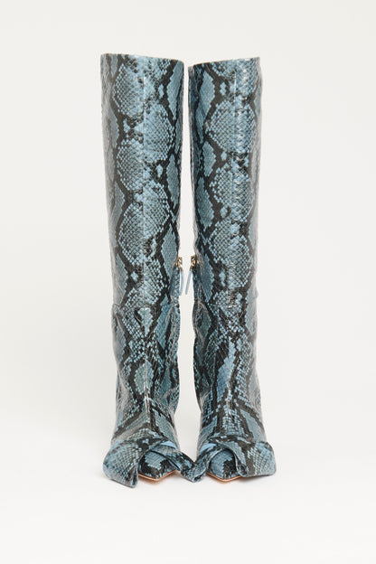 Blue Snakeskin Iva Preowned Boot