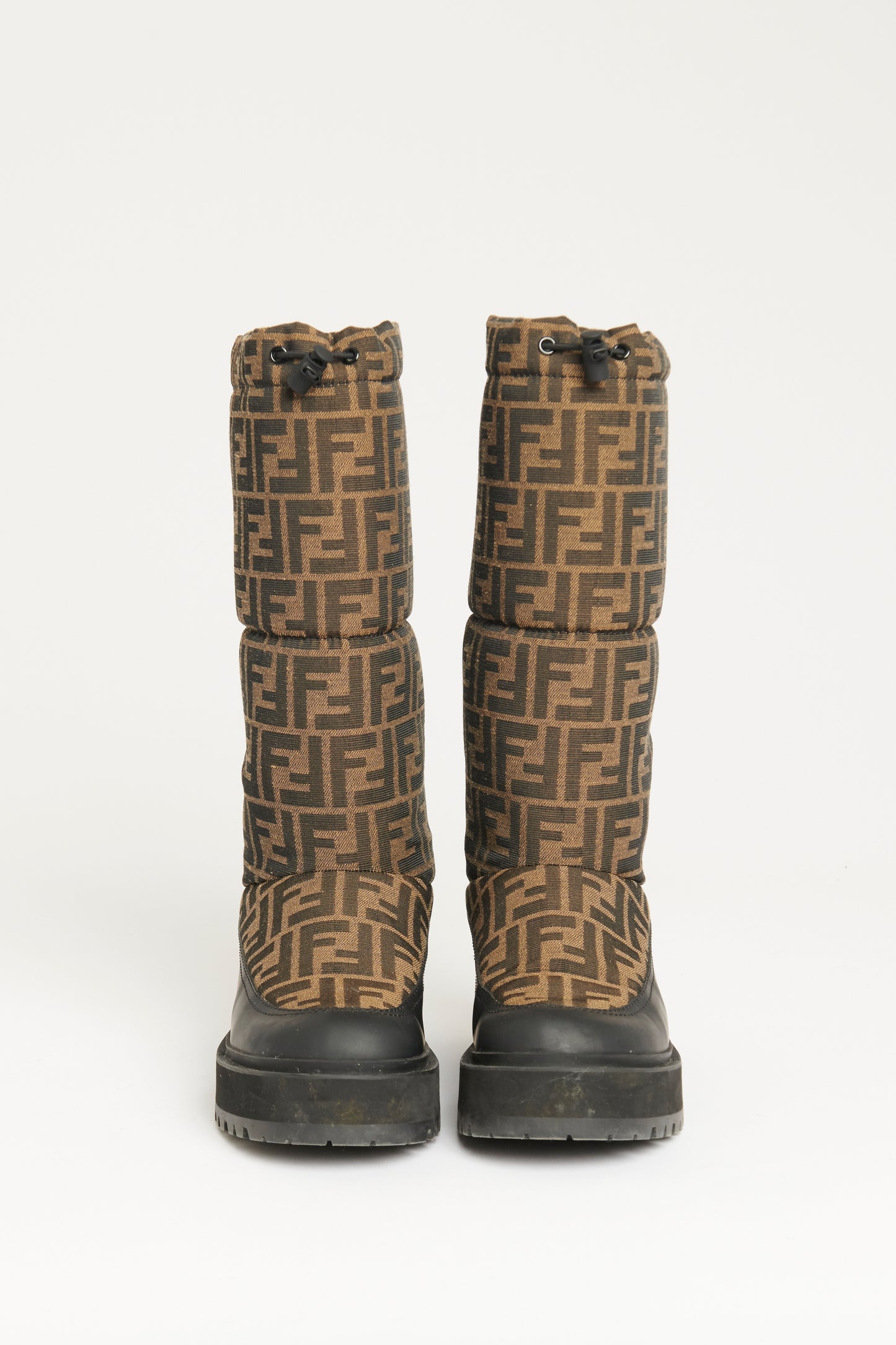 Brown Canvas Zucca Quilted Monogram  Preowned Snow Boots
