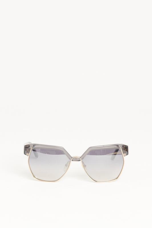 Grey Acetate Preowned Oversized Gradient Sunglasses