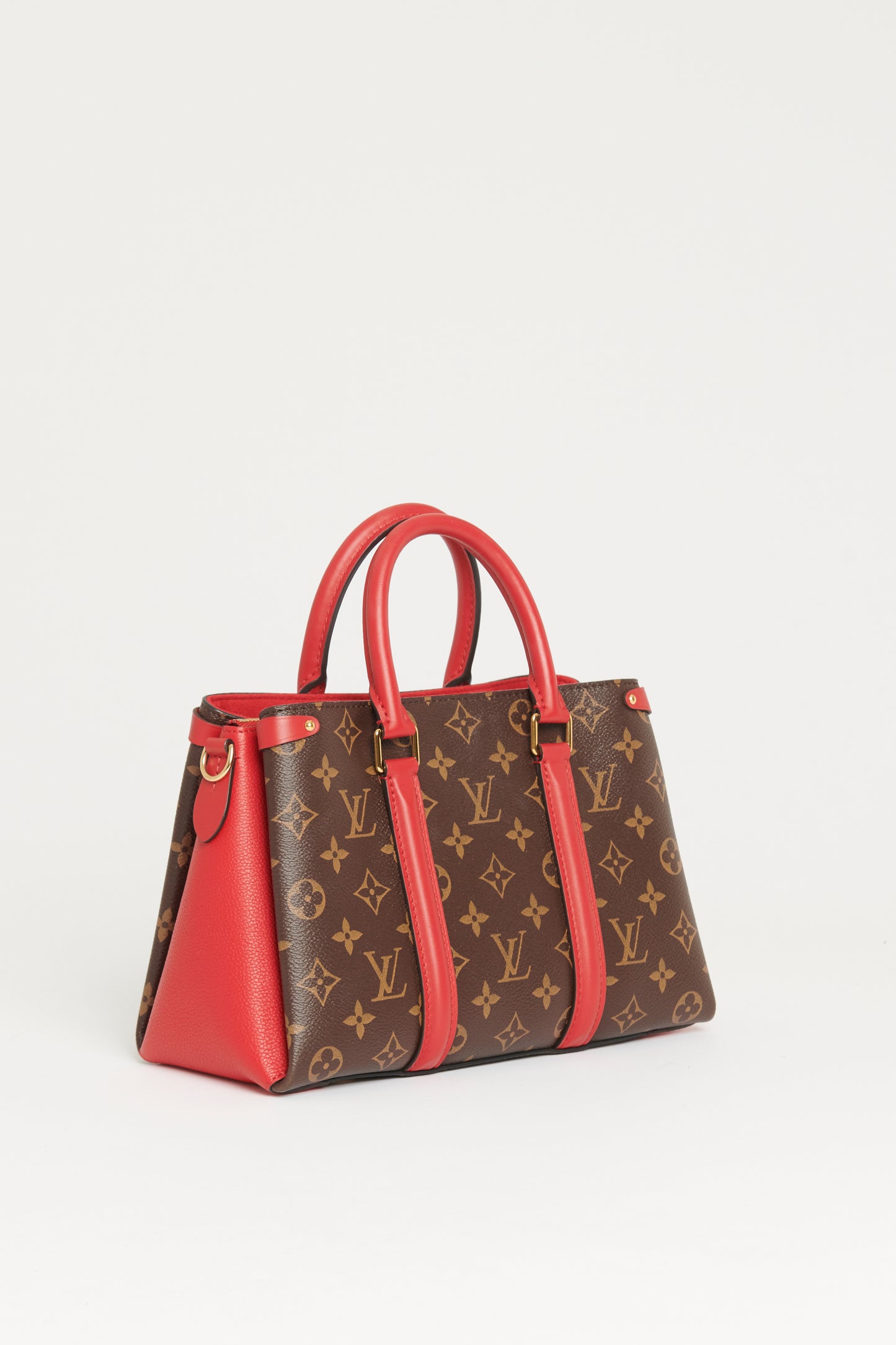 Brown and Red Canvas Soufflot BB Preowned Monogram Tophandle