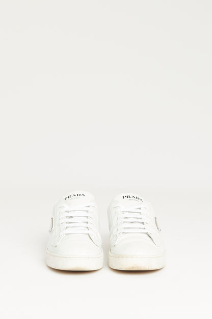 White Leather Preowned Lace-Up Downtown Sneakers