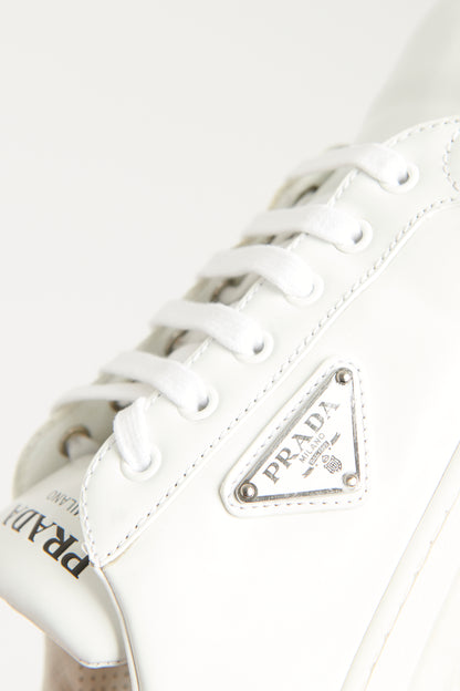 White Leather Preowned Lace-Up Downtown Sneakers