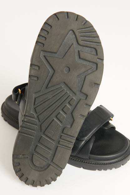 Black Leather Preowned DiorAct Slip On Sandals