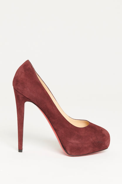 Burgundy Suede Preowned Miss Clichy 140 Pumps