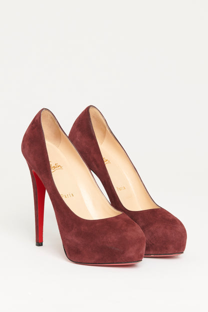 Burgundy Suede Preowned Miss Clichy 140 Pumps