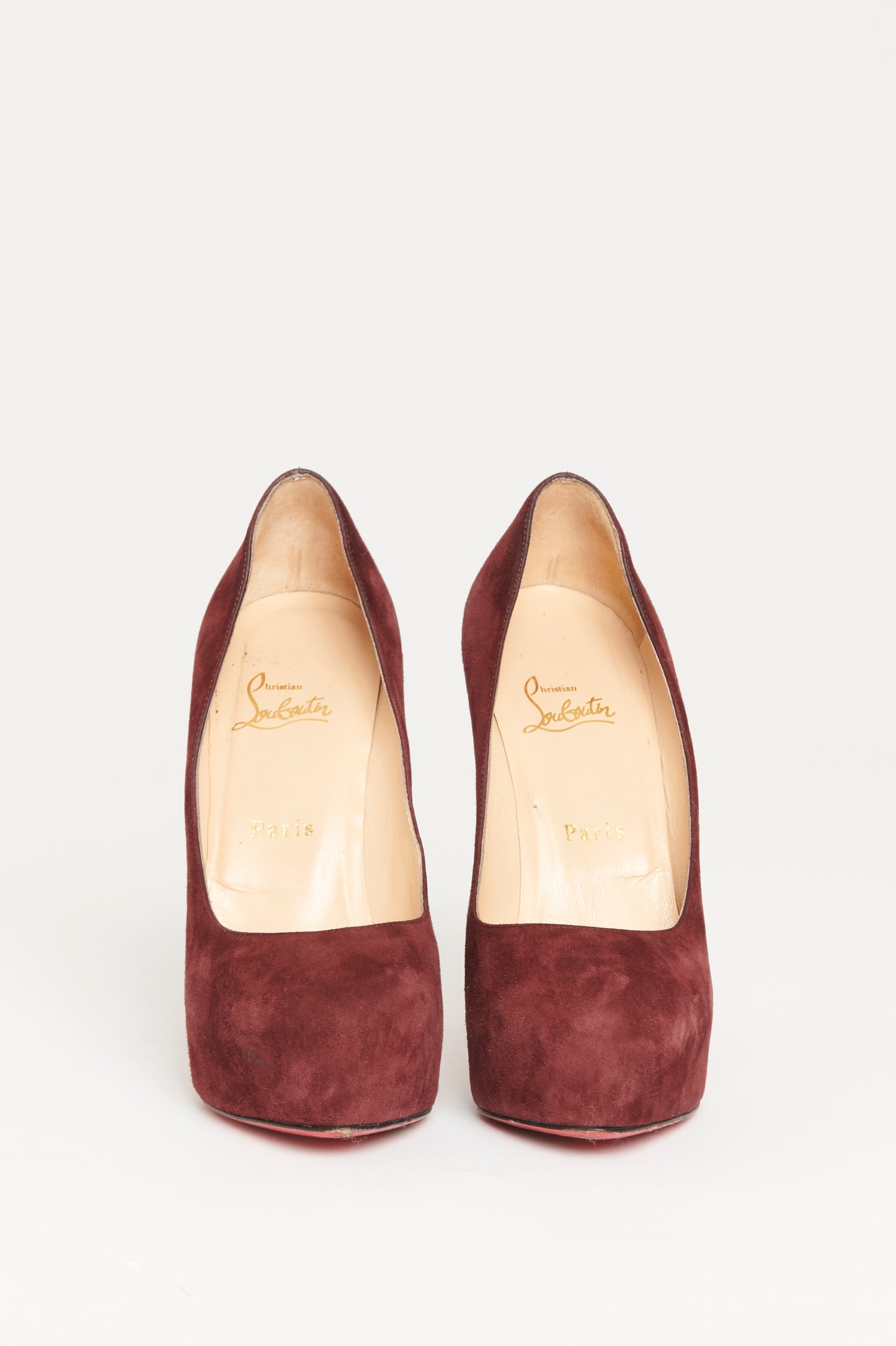 Burgundy Suede Preowned Miss Clichy 140 Pumps