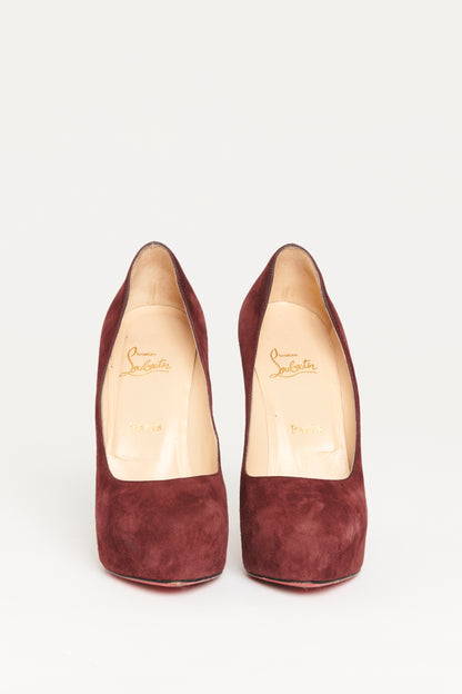 Burgundy Suede Preowned Miss Clichy 140 Pumps