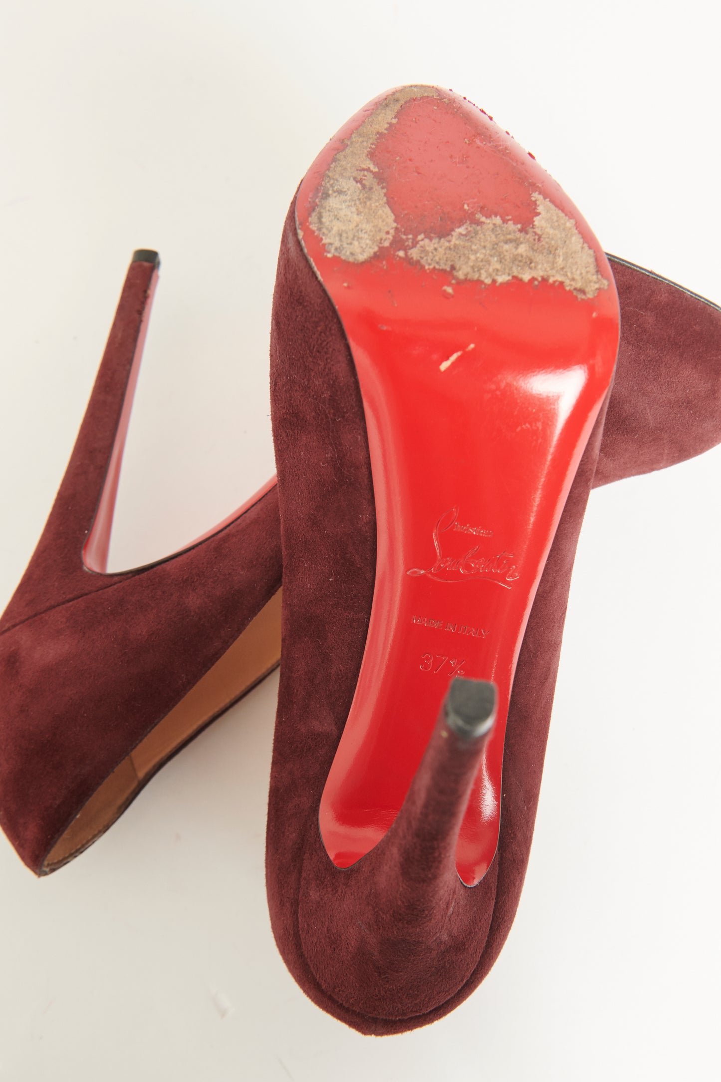 Burgundy Suede Preowned Miss Clichy 140 Pumps