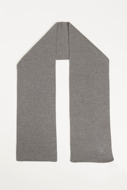 Grey Wool Preowned GG Embroidered Scarf