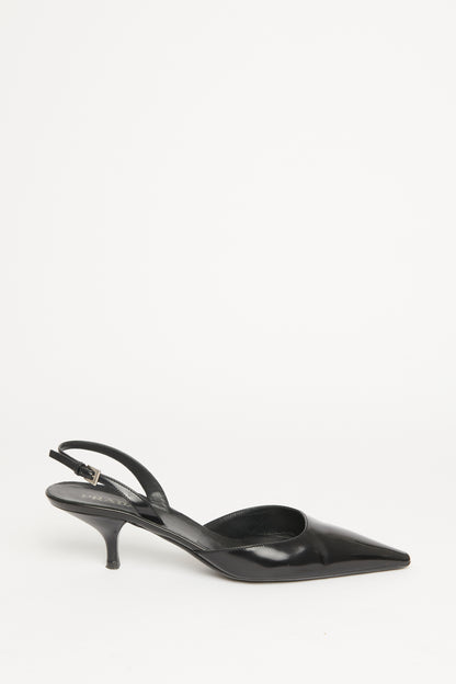 Black Patent Preowned Sling Back Heels