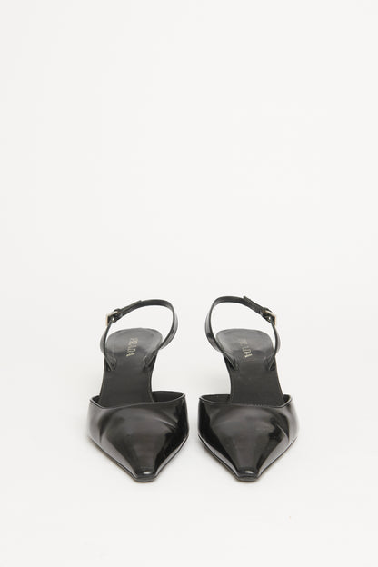 Black Patent Preowned Sling Back Heels