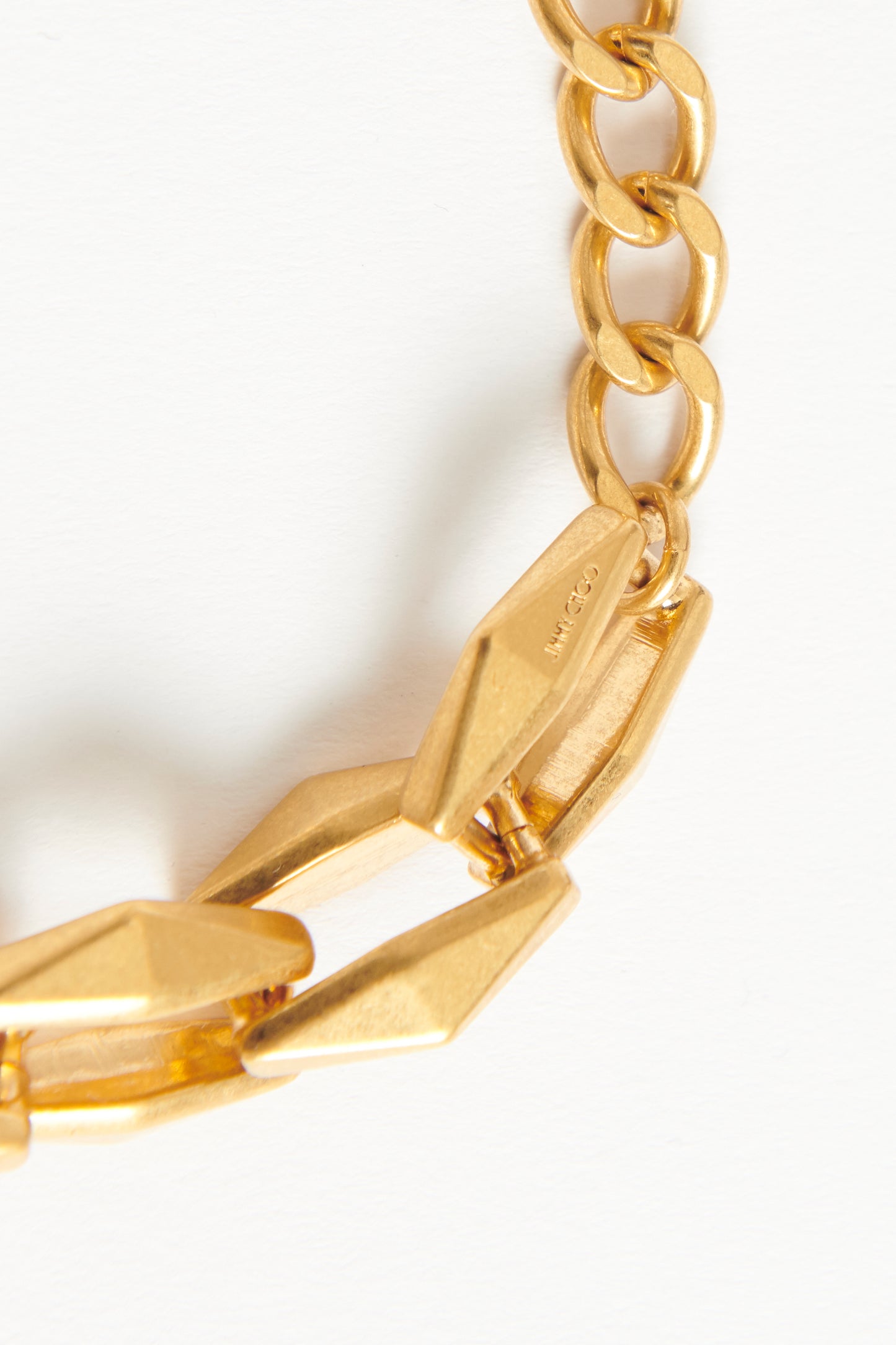 Gold Tone Brass Preowned Diamond Chain Chunky Bracelet