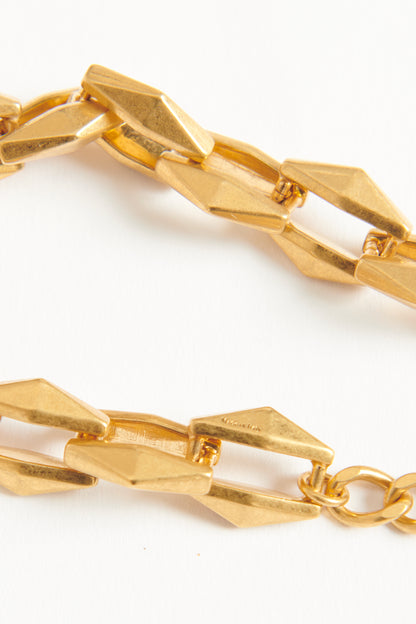 Gold Tone Brass Preowned Diamond Chain Chunky Bracelet