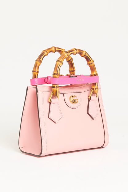 Pink Leather Preowned Mini Diana Tote Bag