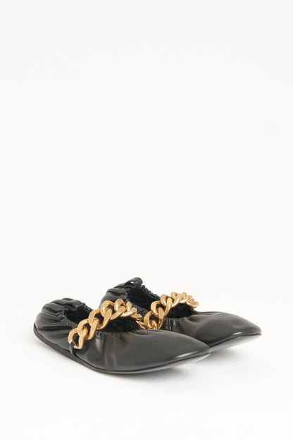 Black Faux Leather Preowned Falabella Ballet Flats