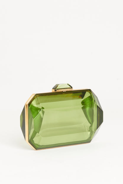 2013 Green Plexi Preowned Lucia Transparent Clutch Bag