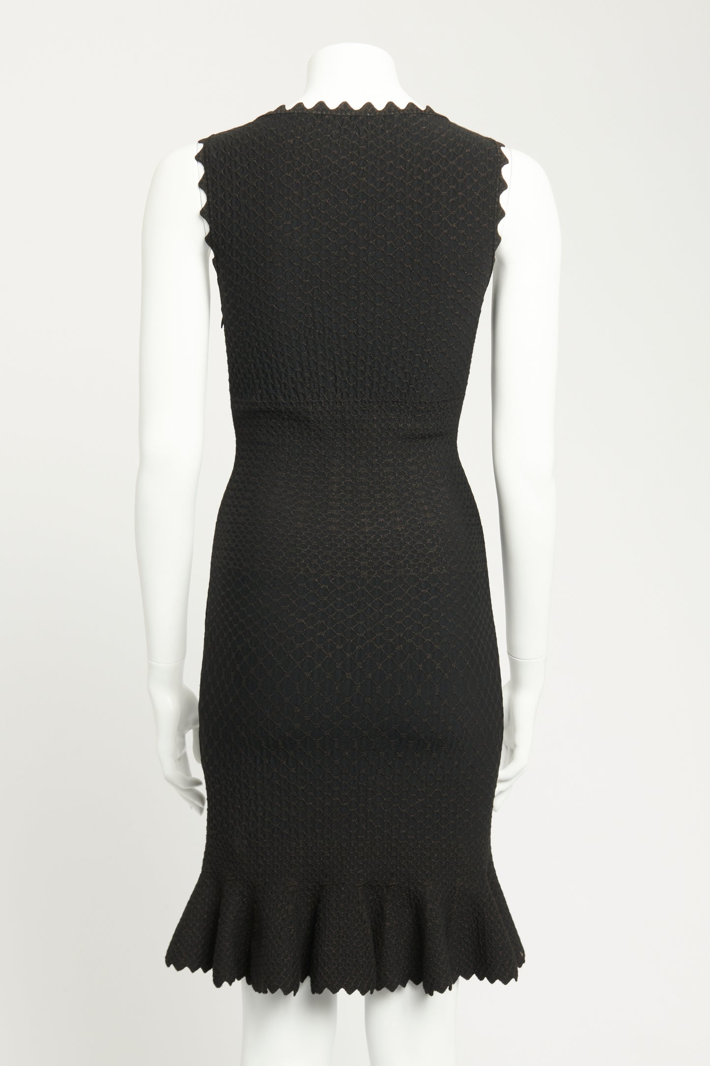 Black Stretch-Knit Blend Preowned Metallic Fitted Dress