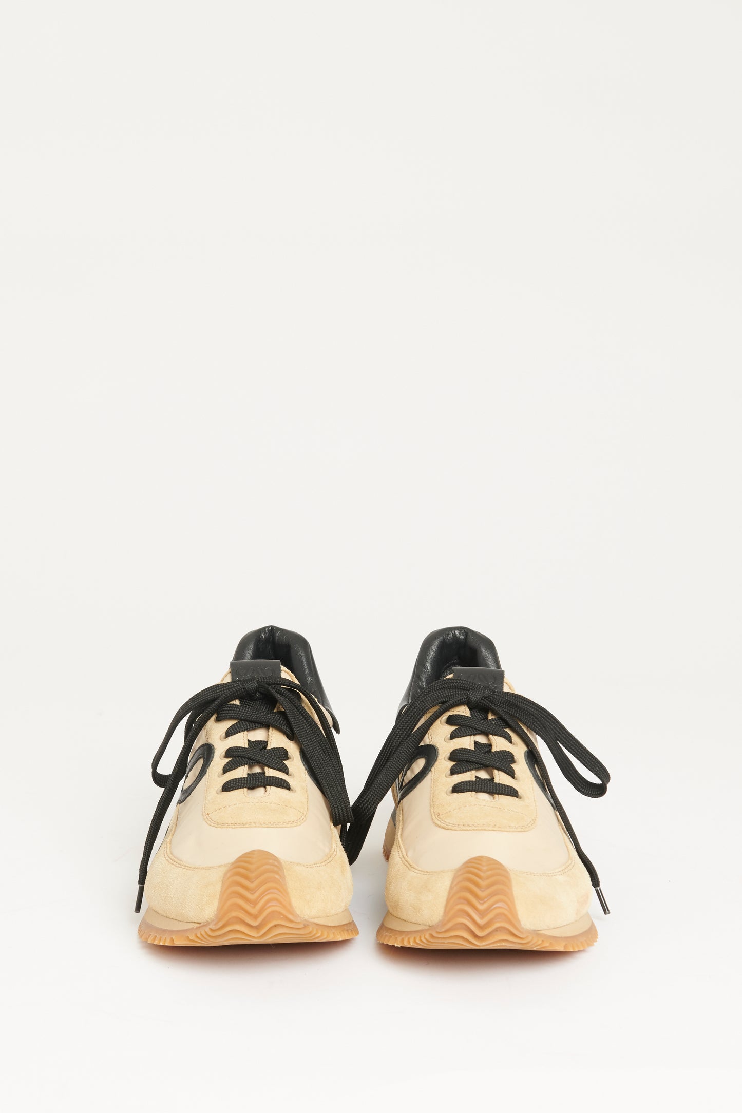Beige Nylon & Suede Preowned Flow Runner Trainers