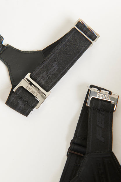 2020 Black Satin Preowned Suspender Belt Pumps