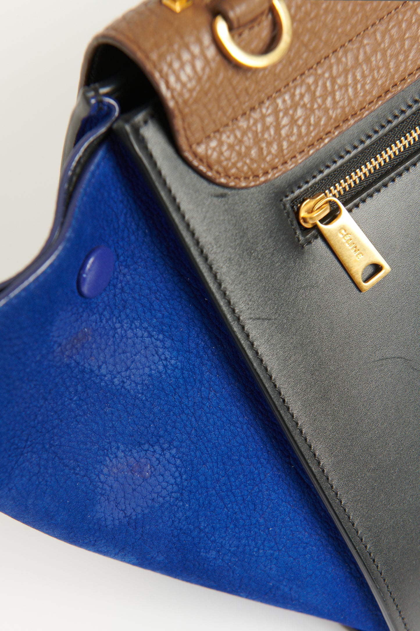 2015 Pheobe Tri-colour Leather Preowned Trapeze Shoulder Bag
