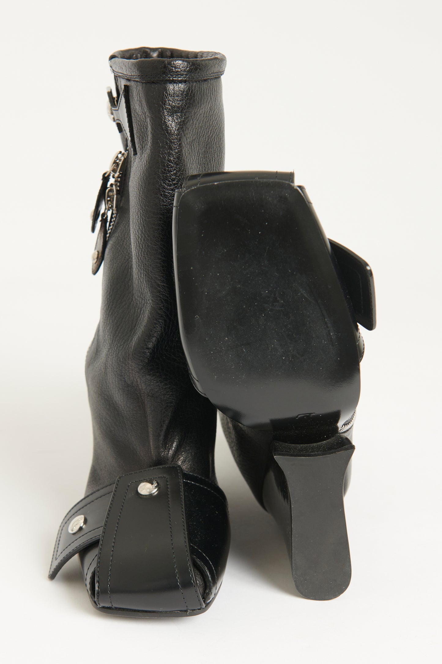 2021 Black Leather Preowned Patti Wedge Half Boots