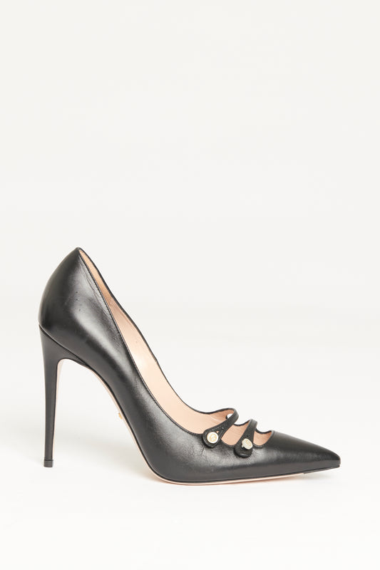 2016 Black Leather Preowned Aneta Pumps