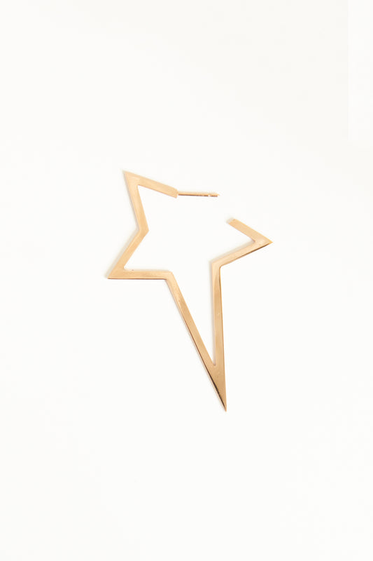 18K Rose Gold Preowned Asymmetric star Large Two Toned Single Hoop