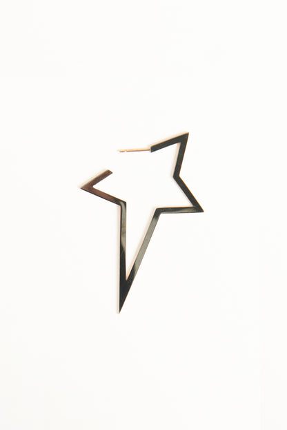 18K Rose Gold Preowned Asymmetric star Large Two Toned Single Hoop